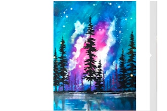 Paint Nite: Twinkling Light Galaxy Lake